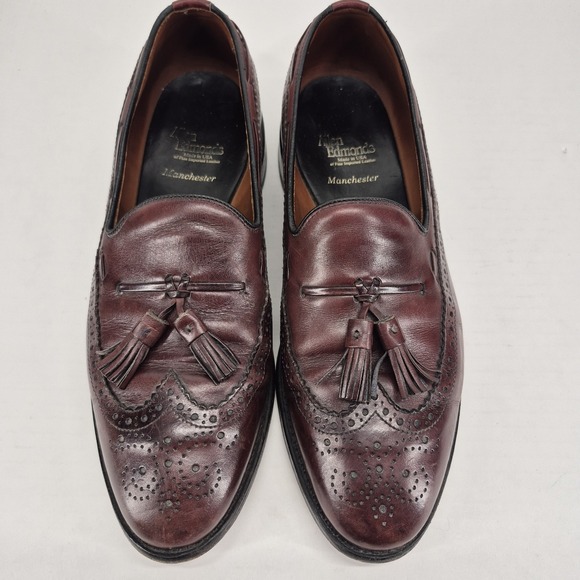 ALLEN EDMONDS Manchester 8537 Burgundy Leather WingTip Tassel Loafer Size 10 - Picture 4 of 10